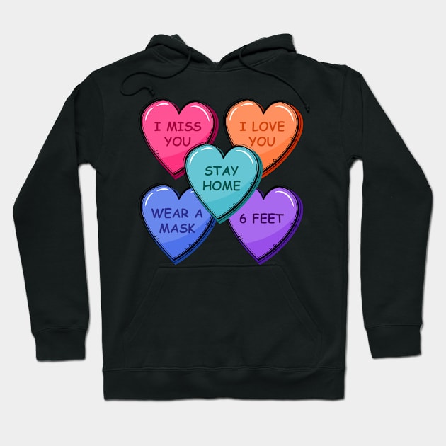 Quarantine Valentine Heart Candy Sticker Pack Hoodie by lunamoonart